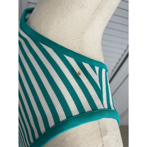 New York & Company green white stiped sleeveless dress a-line women's size Med - Picture 5 of 6